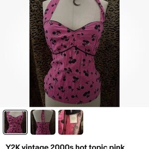ISO hot pink cherry halter top from Hot Topic y2k early 2000s